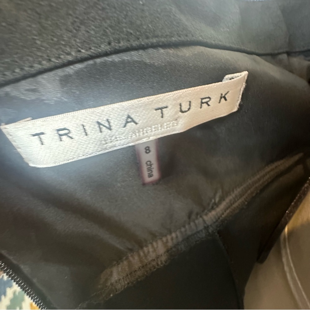 Trina Turk Times Square  Black One Shoulder Cocktail Mini Dress | Size 8 - Picture 7 of 8